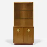 Gilbert Rohde, Paldao Group cabinet, model 4190, 1941, paldao, leatherette, glass, bronze