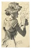 Adolph von Menzel, Frau mit Blumentopf