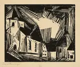 Lyonel Feininger, Kirche (Zirchow?), 1918, Holzschnitt auf bräunlichem Papier