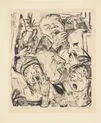 Max Beckmann, Die Gähnenden, 1918, Kaltnadel auf gelblichem festem Japan