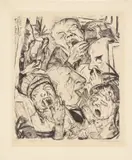 Max Beckmann, Die Gähnenden, 1918, Kaltnadel auf gelblichem festem Japan