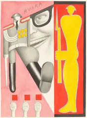Hans Ticha, Staatsempfang (HURRA), 1979, Aquarell und Bleistift auf festem Bütten