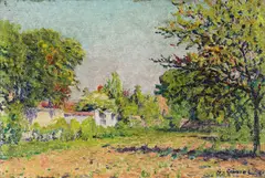Gustave Cariot, Sommerliche Landschaft, 1932, Öl auf Holz