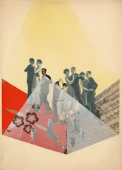 Karl Hermann Trinkaus, Tanzgesellschaft, Um 1925, Collage, Gouache und Tinte über Bleistift auf Papier
