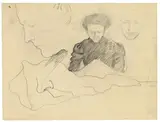 August Macke, Ottilie Macke stickend, Detailstudien