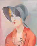 Kalle Kuutola, Woman with a Blue Hat, oil on canvas