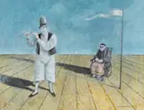 Olavi Laine, Flute players, oil on board
