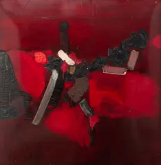 Antti Vuori, Black-Carmine, oil on board