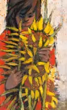 Christina Snellman, Girl with flowers, oil