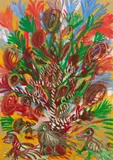 Anselme Boix-Vives, Oiseaux dans les branches 1963, gouache on paper