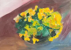 Ole Kandelin, Rentukat (Marsh-marigold), oil on board