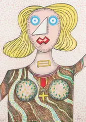 Enrico Baj, Swedish lady (1972), lithograph on paper