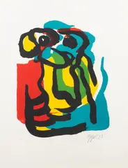 Karel Appel, Abstract figurine, lithograph on paper