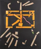 Mauno Hartman, Keltaraami I (yellow frame I), watercolour on board