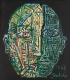 Alpo Jaakola, Sivukuva sateella, acrylic on board