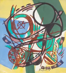 Eino Ruutsalo, Keskitetty kehärytmi, acrylic on canvas