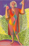 Unto Pusa, Woman picking flowers, oil on canvas