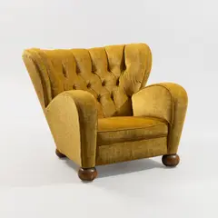 Märta Blomstedt, Armchair, model Aulanko, stuffover fabric upholstery