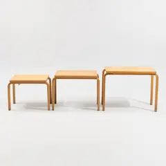 Alvar Aalto, Nesting tables, 3 pcs, model 88, Artek, birch and ash veneer