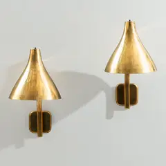 Paavo Tynell, A Pair of Wall Lights, Taito Oy, 1940-1950's, brass