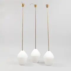 Lisa Johansson-Pape, Ceiling Lights, 3 pcs, model, 61-389, Orno, mid 20th century, brass and glass