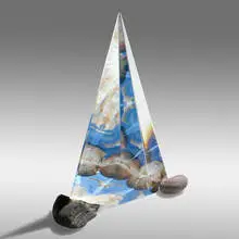 Kreg Kallenberger, Sycamore Ridge from the Osage series, 1995, cut, polished, sandblasted, and oil-painted cast optical crystal, stone