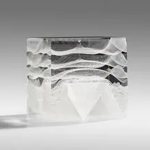 Cube by Steven Weinberg, c. 2010, cast and polished optical crystal with controlled air bubbles, sold Sep 2021