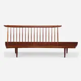 Conoid Bench with Back by George Nakashima, 1960, American black walnut, sold Sep 2021