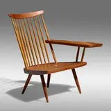 Lounge Chair with Left Arm by George Nakashima, American black walnut, hickory, sold Sep 2021
