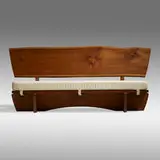 Ultimo bench by Mira Nakashima, 1998, American black walnut, upholstery, sold Sep 2021