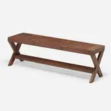 Bench from the M.L.A. Flats building, Chandigarh by Pierre Jeanneret, c. 1955, teak, sold Sep 2021