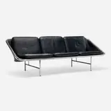 Sling sofa, model 6832 by George Nelson & Associates, 1963, chrome-plated steel, leather, rubber, sold Mar 2025