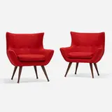 Lawson Fenning, Tipton chairs, pair, c. 2000, upholstery, walnut