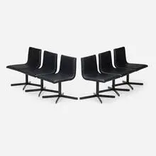 Vincent Van Duysen, Swivel chairs from the VVD Collection, set of six, 2002, leather upholstery, powder-coated steel