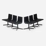 Vincent Van Duysen, Swivel chairs from the VVD Collection, set of six, 2002, leather upholstery, powder-coated steel