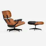 Charles and Ray Eames, 670 lounge chair and 671 ottoman, rosewood plywood, leather, brushed and enameled aluminum