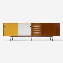 Arne Vodder, Cabinet, model 29A, c. 1960, teak, lacquered wood, chrome-plated steel