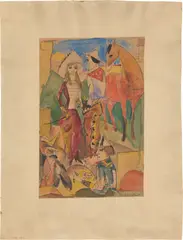 Rudolf Schlichter, Wild West, 1916, Aquarell über Bleistift auf Papier, auf Papier aufgezogen