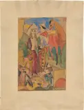 Rudolf Schlichter, Wild West, 1916, Aquarell über Bleistift auf Papier, auf Papier aufgezogen