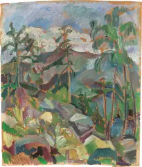Oskar Moll, Gebirgslandschaft, Um 1922, Öltempera auf leichtem Karton