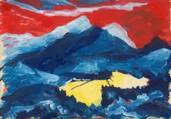 Bernd Zimmer, Ohne Titel (Landschaft), 1982, Acryl auf Papier auf Leinwand