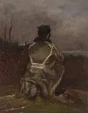 Thomas Fearnley, Rückenansicht eines Malers (?), Öl auf Papier, auf Karton kaschiert