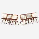 Straight-Back chairs, set of six by George Nakashima, 1960, American black walnut, hickory, sold Sep 2021