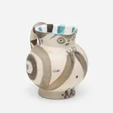 Petite Chouette pitcher by Pablo Picasso, c. 1949, white earthenware with engobe decoration, glazed interior, sold Sep 2021