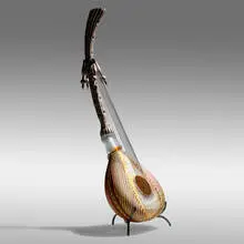 Chitamarra by Davide Salvadore, 2009, hand-blown glass, battuto and inciso surface, leather, patinated metal, sold Sep 2021