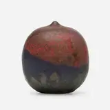 Closed Form (with rattle) by Toshiko Takaezu, c. 2005, glazed earthenware, sold Sep 2021