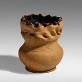 George E. Ohr, Vase, c. 1903, bisque earthenware with glazed interior