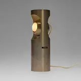 Angelo Lelii, Table lamp, model 13068, c.1964, matte chrome-plated brass and steel, lacquered brass