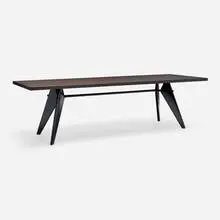 EM dining table by Jean Prouvé, 1950 / 2011, stained oak veneer, enameled steel, sold Mar 2025
