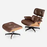 Charles and Ray Eames, 670 lounge chair and 671 ottoman, 1956 / 1978, rosewood, leather upholstery, enameled and brushed aluminum